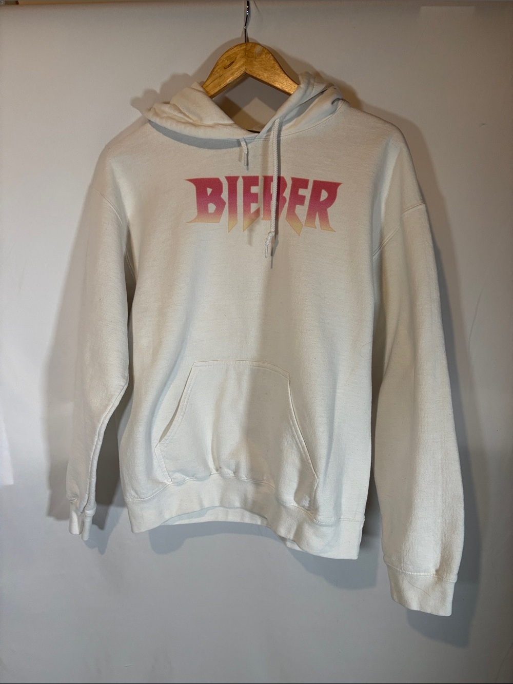Justin Bieber justice world tour White Hoodie with Pink Ombre Logo